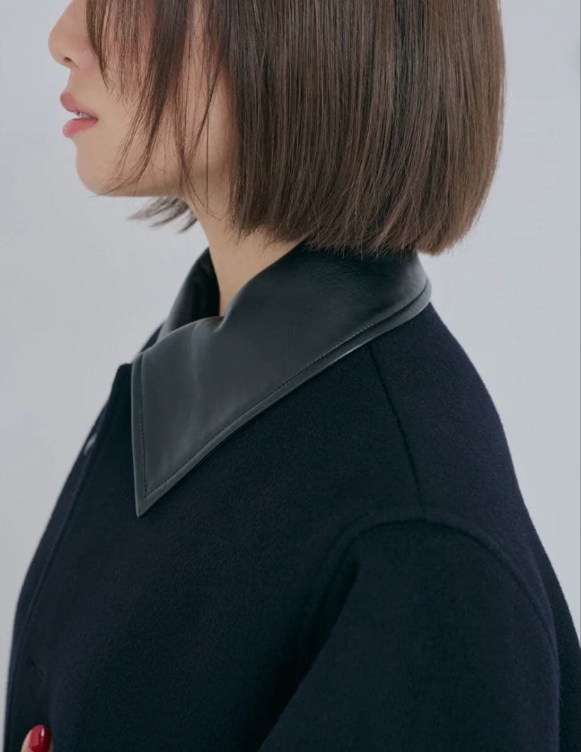 SeaRoomlynn レザーcollarウールコートM