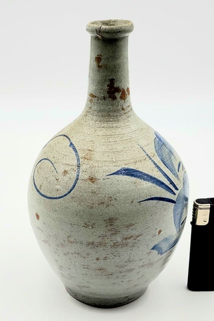 時代物　染め付け　徳利　花入れ　江戸時代　骨董品、美術品