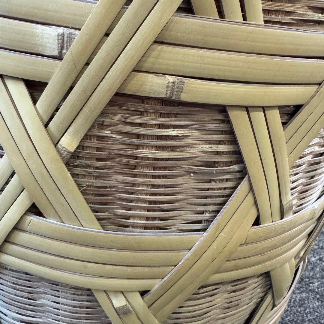 竹籠 六つ目編み 籠 アンティーク レトロ バスケット 蚤の市 筒型バスケット
