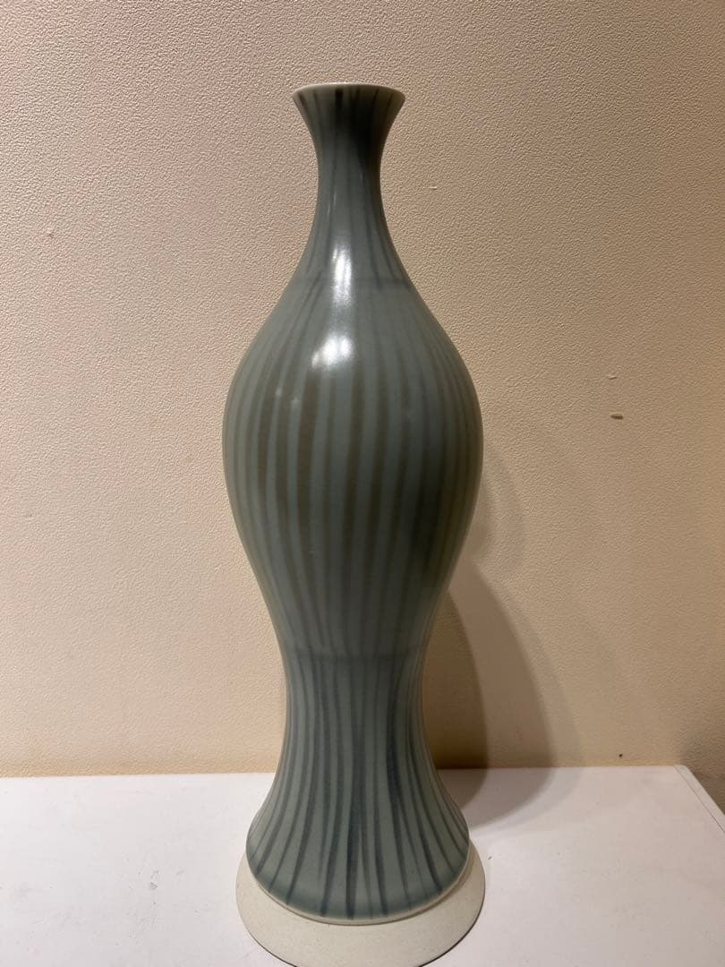 319　Mieln Reld.？　フラワーベース　ストライプ模様　陶器製　展示品