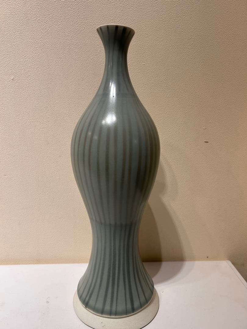 319　Mieln Reld.？　フラワーベース　ストライプ模様　陶器製　展示品