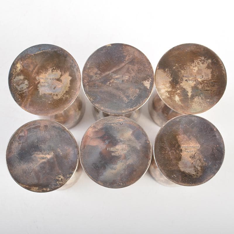 銀座和光水注トレーグラス6客銀製STERLING950約712g　KR7495B