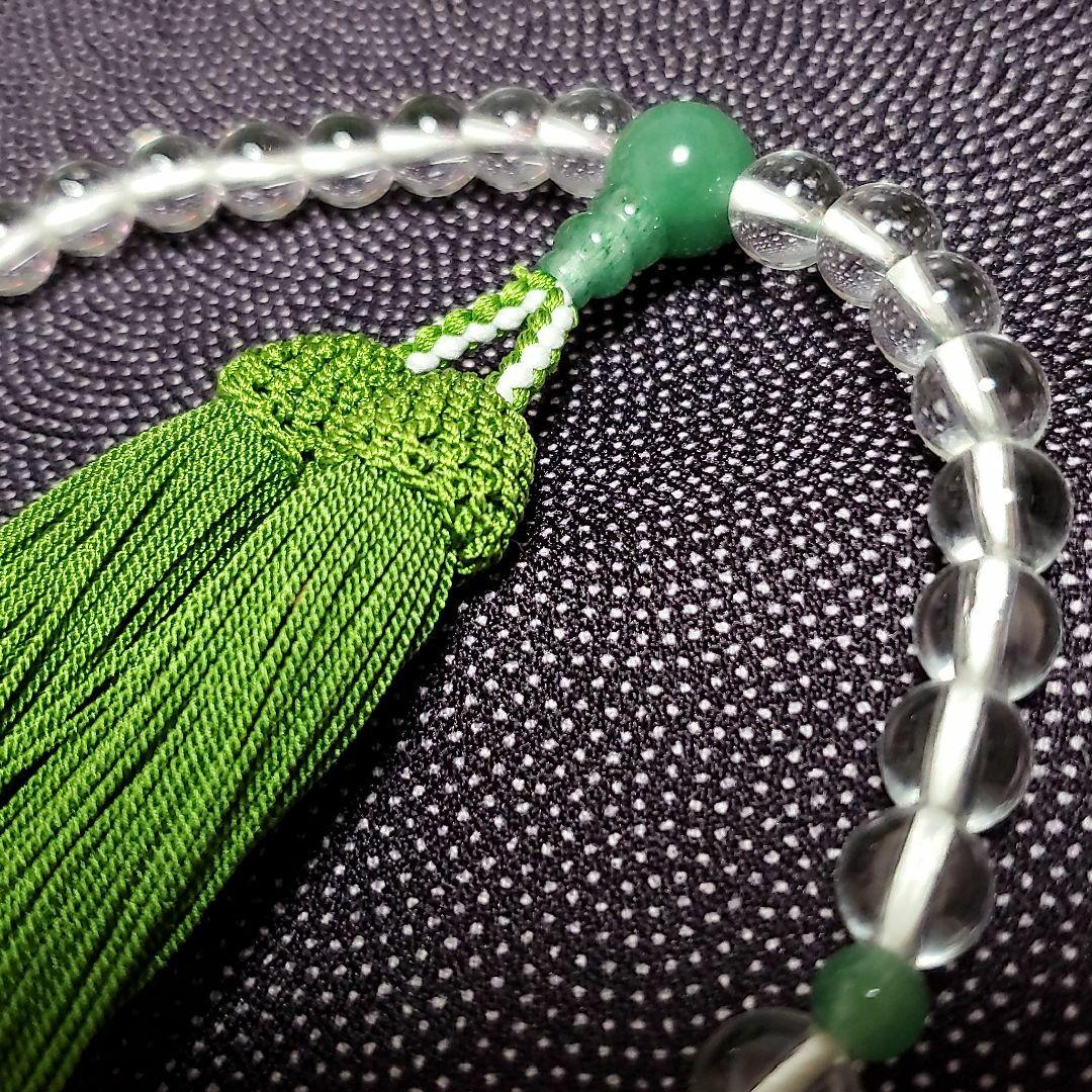 【縋房】御念珠 数珠 インド翡翠 女性用 本絹房 艶あり 雅 A25-2