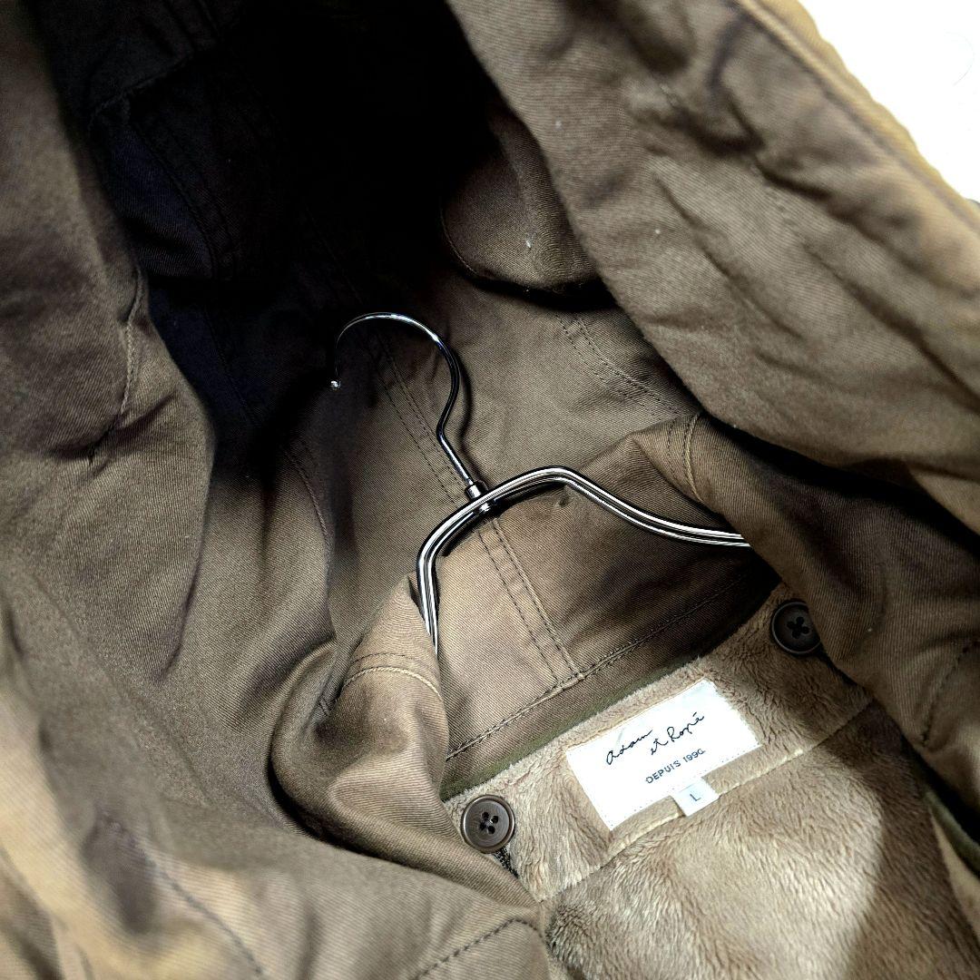 アダムエロペ モッズコート フード ボアライナー付 ロングコート ブラウン L