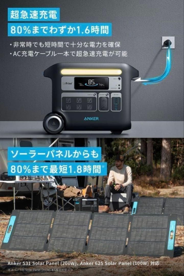 新品　ANKER 767 ポータブル電源 2048Wh　Solix F2000