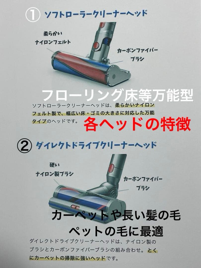 ダイソン② SV15V11 純正スタンド ２本のパイプ ヘッド選択式　フルパーツ