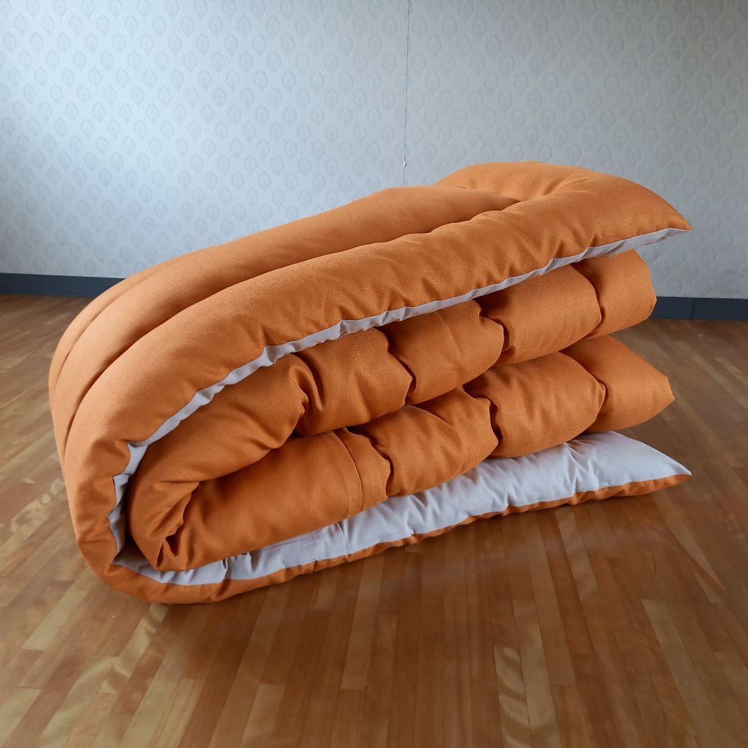 超撥水加工 厚手 厚掛け こたつ布団 大判長方形 オレンジ 清潔 安心 日本製③