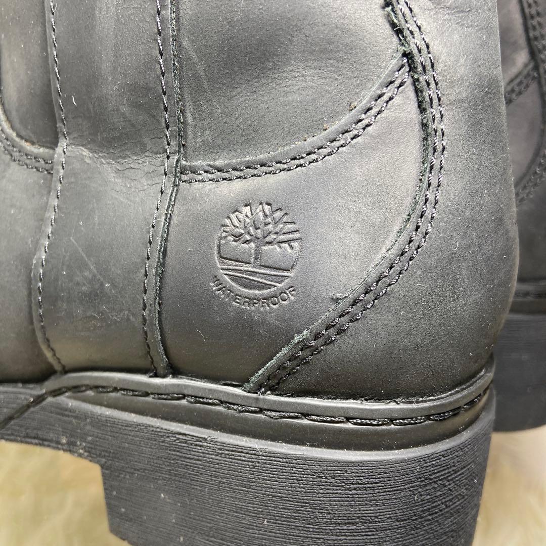 美品✨ティンバーランド レザーロングブーツ サイドジップ ウォータープルーフ 黒