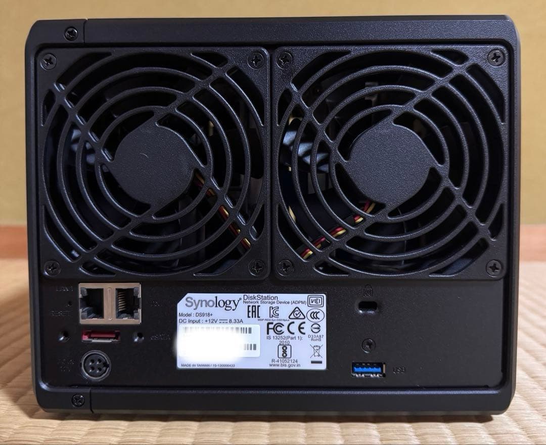 中古Synology DS918+ 4ベイ メモリ8GBへ増設済