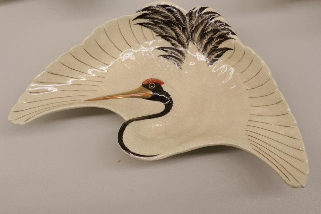 薩摩焼宗家★壽宮陶苑★鶴型伺付★５枚組★鶴の形の皿5枚