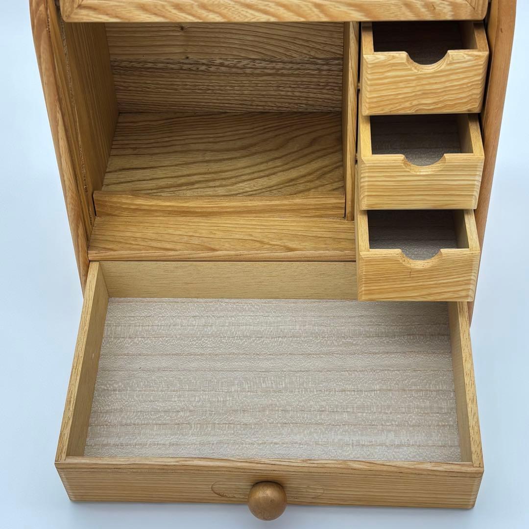 レトロ コスメボックス 蛇腹シャッター 木製