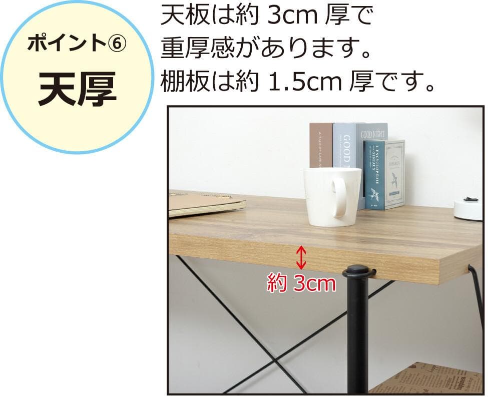 らくらく組立　ラックデスク　幅120　多機能　棚付き　収納力　机