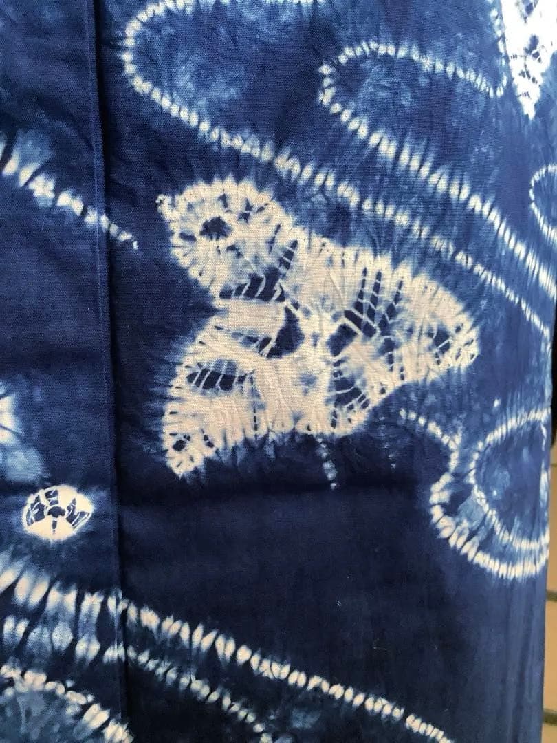 波に千鳥絞り浴衣　絵羽柄　付け下げ調