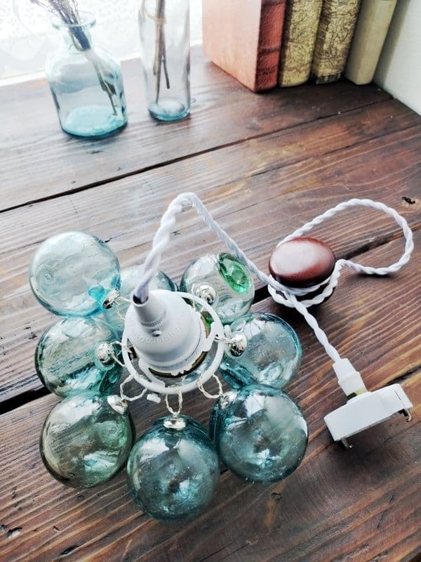 ビンテージバブルガラスランプベースホワイト