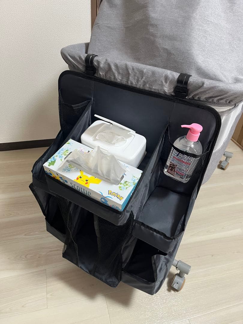 ZOOBLY ベビーベッド 蚊帳・ベッドサイド収納付き