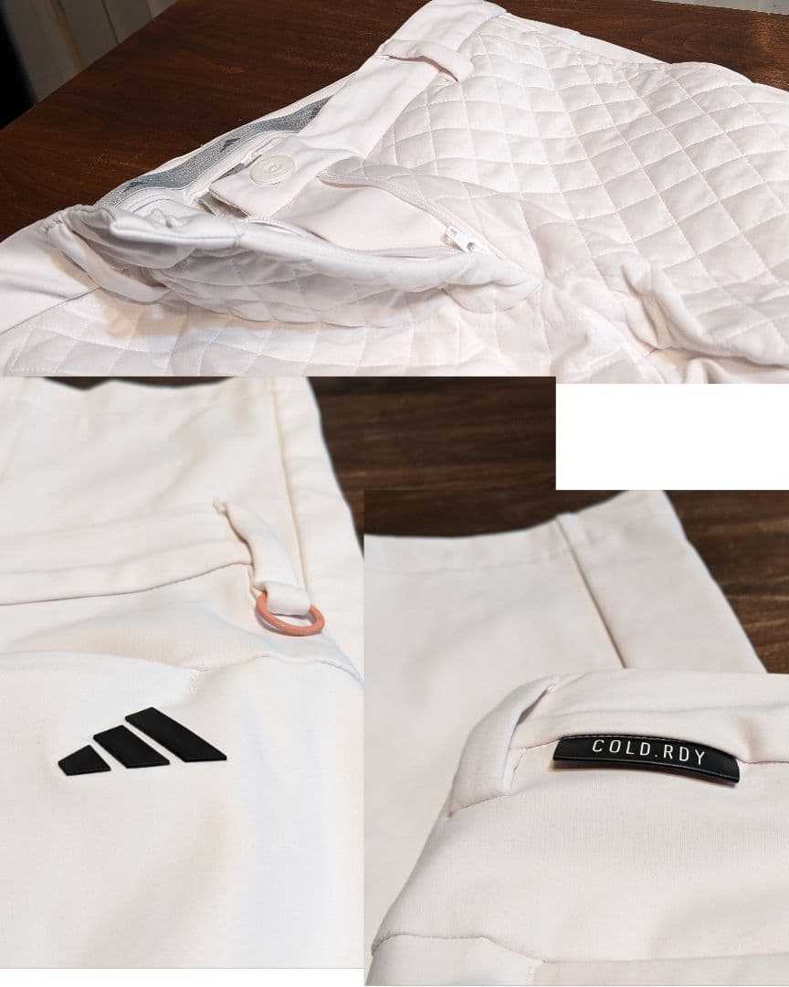アディダス　切替　異素材　キルティング　中綿　ロングパンツ　ゴルフ　ストレッチ