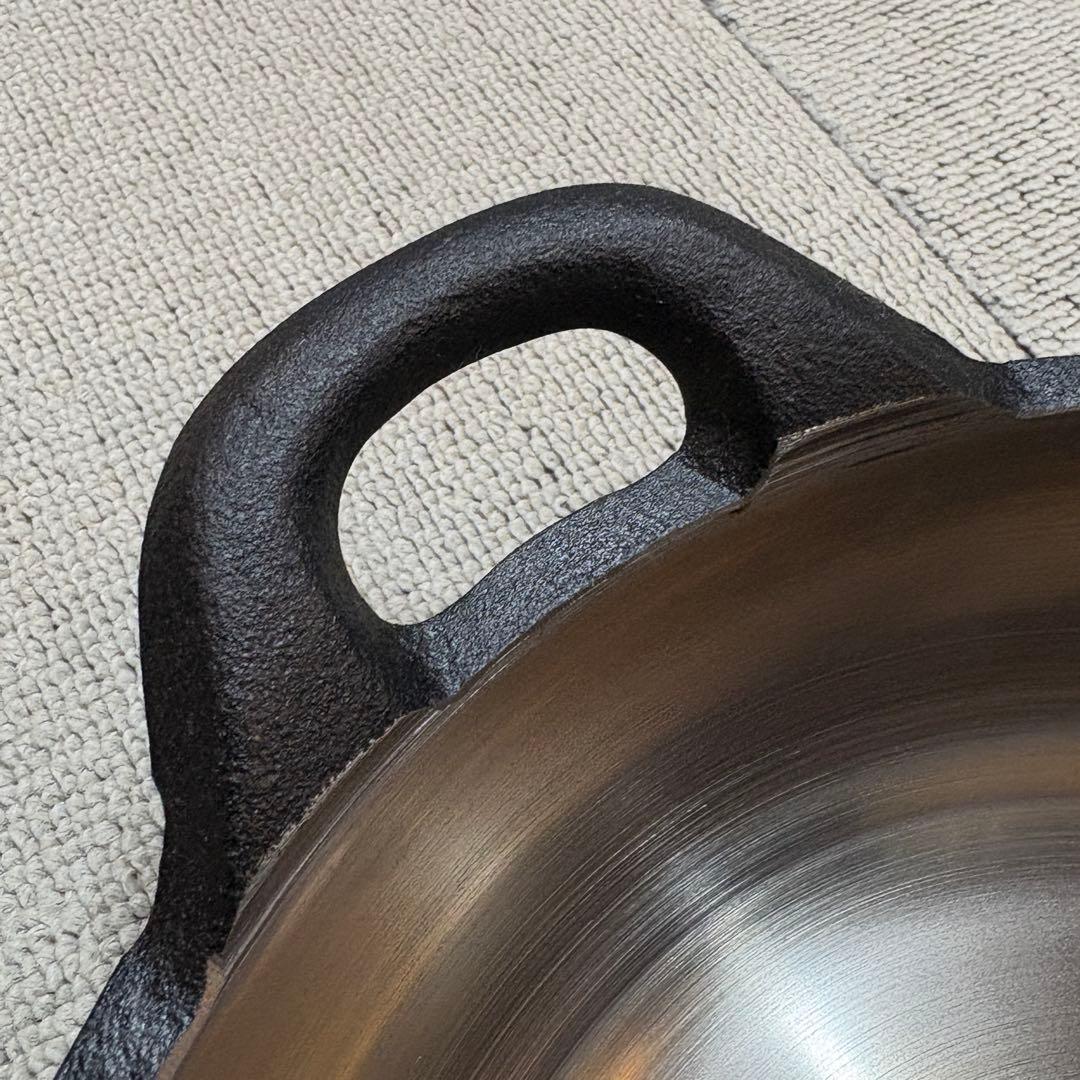 美品 久慈砂鉄鉄器　天ぷら鍋　24cm