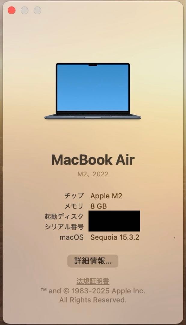 【美品・最大容量99%】MacBook Air M2(2022)本体と充電器