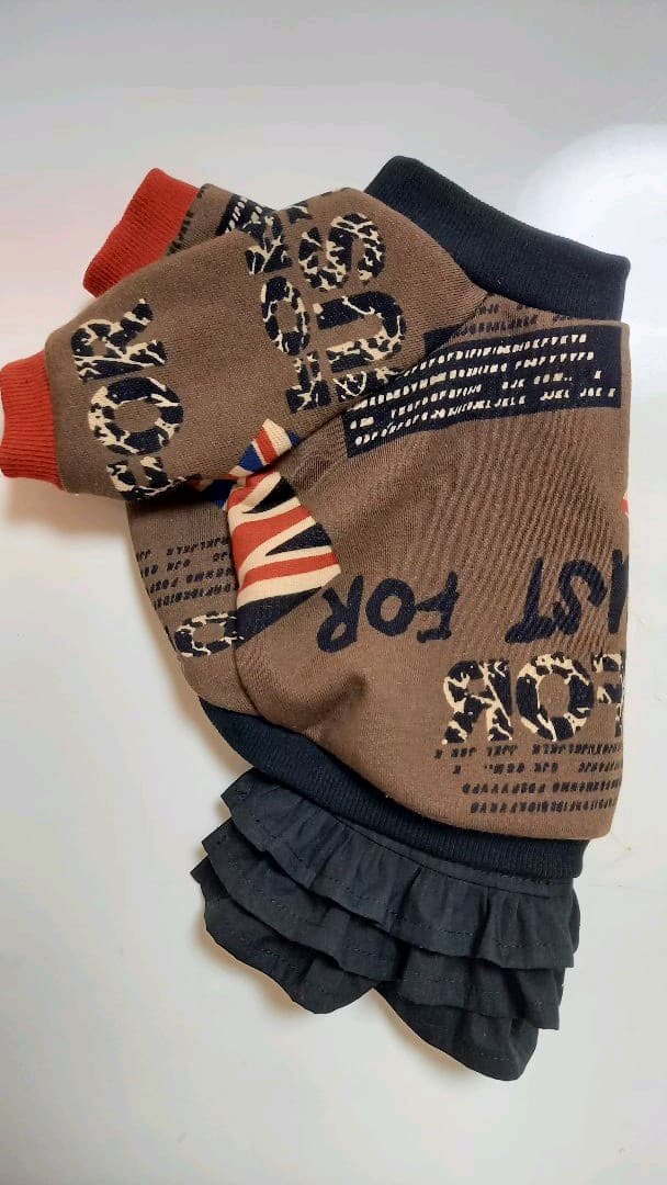 ユニオンジャックの犬の服　着画あり