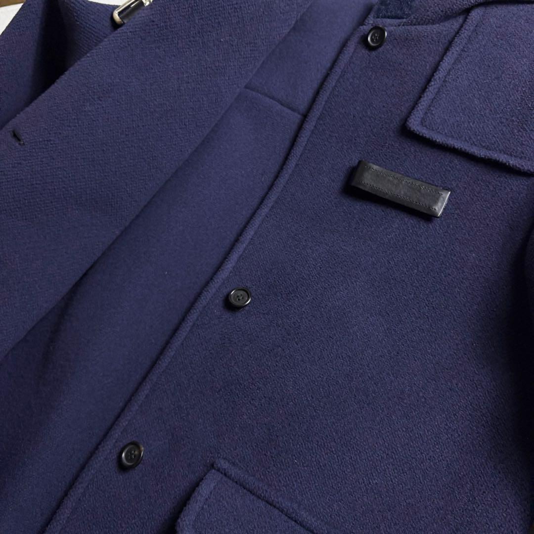 極美品✨PRADA ダブルフェイス レザーベルト フード コート 42