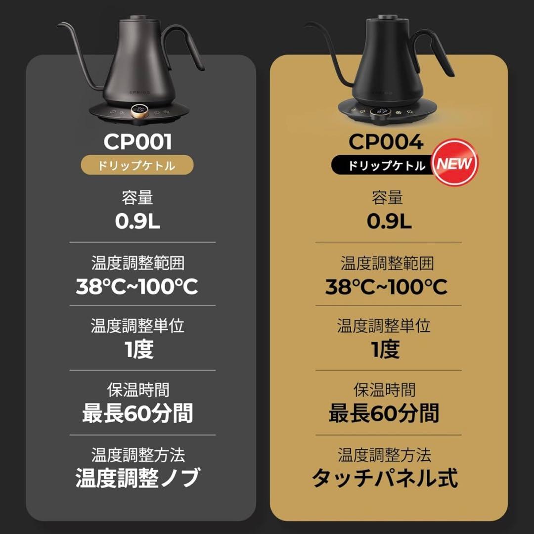 Epeios（エペイオス）電気ケトル 0.9L｜1℃単位で温度調整高性能ケトル