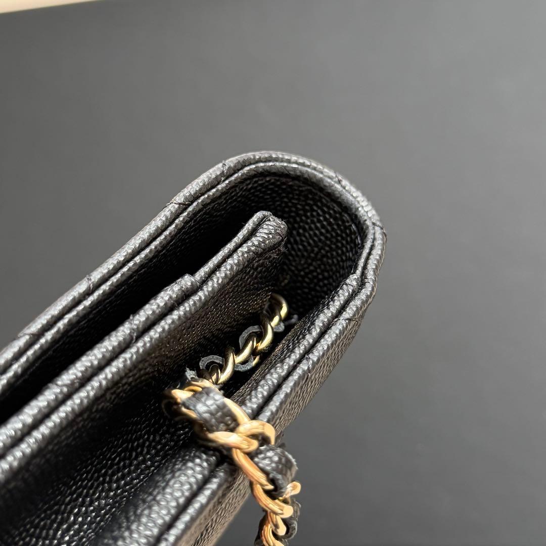 専用！新品に近い シャネル23A チェーンウォレット キャビア ブラック