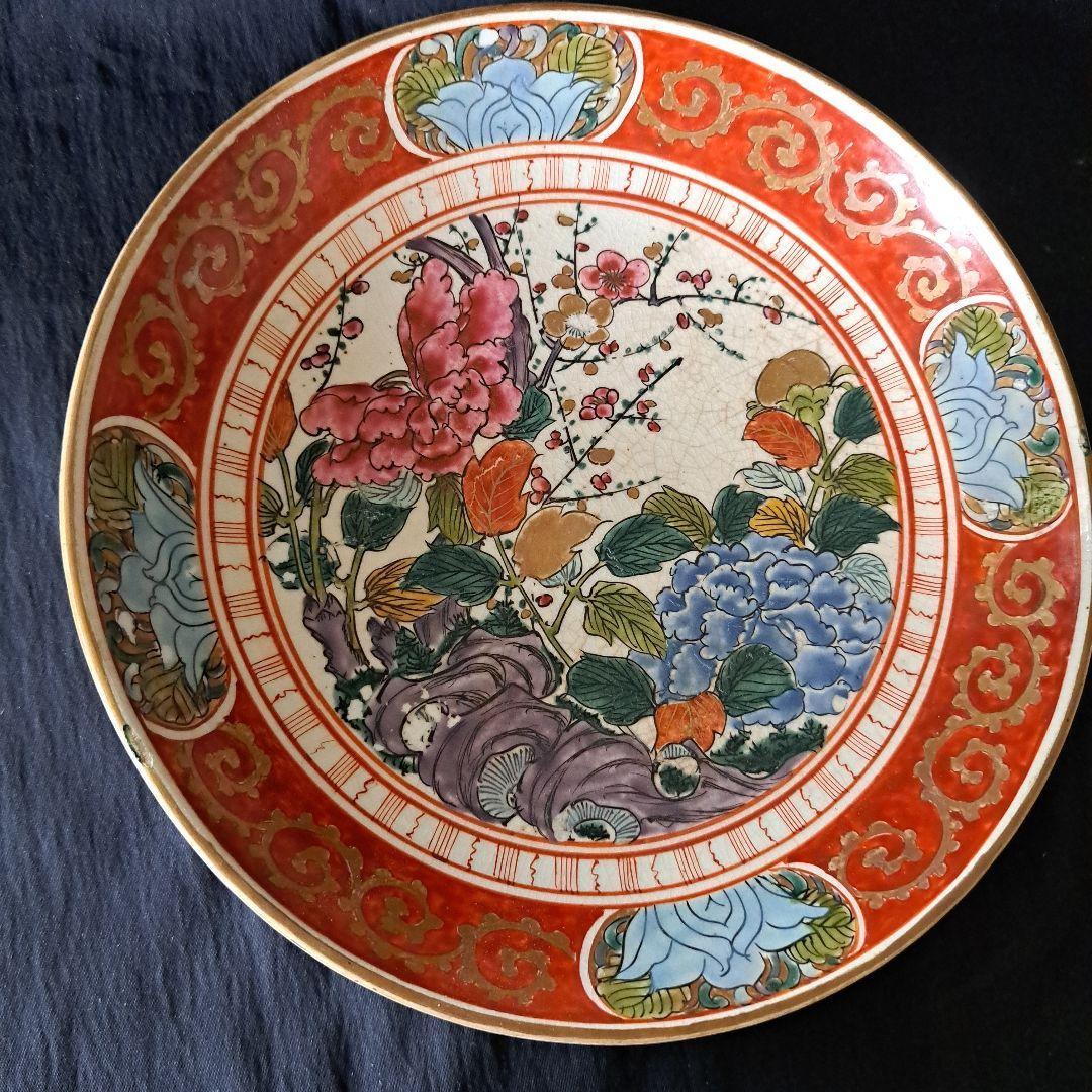 「華やかに、九谷の皿を食卓に」 九谷焼色絵皿(直径21cm) 2客セット 骨董ア