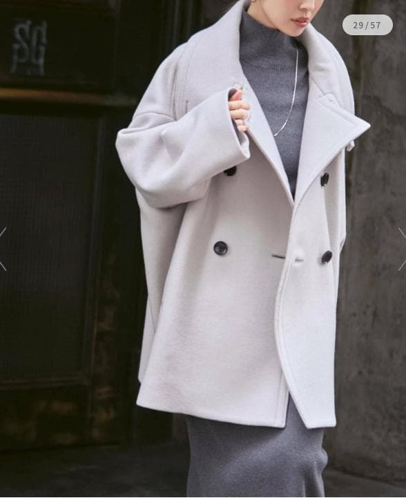 新品タグ付✨NOBLE スタンドカラーオーバーコート 完売色ベージュ 日本製 F