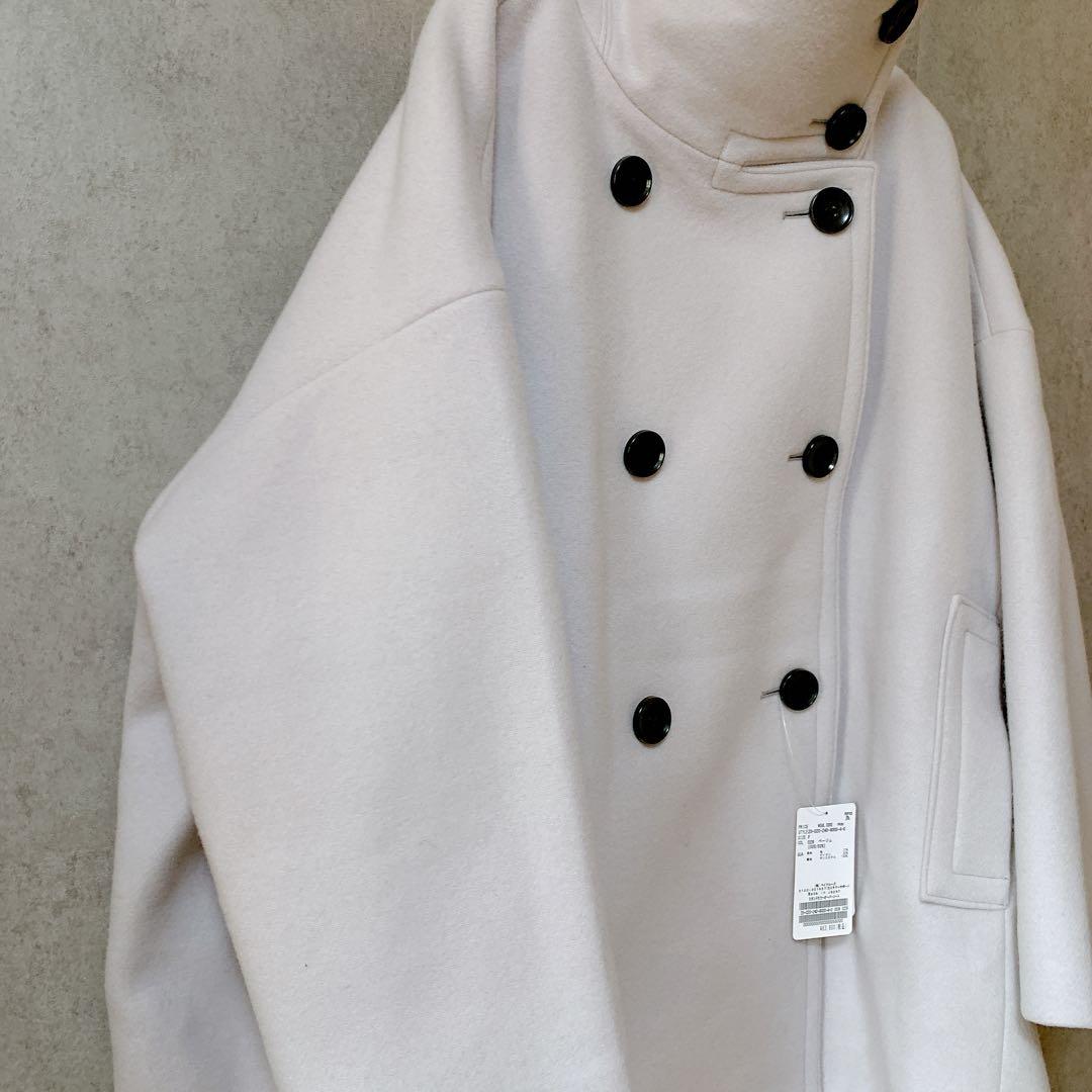 新品タグ付✨NOBLE スタンドカラーオーバーコート 完売色ベージュ 日本製 F