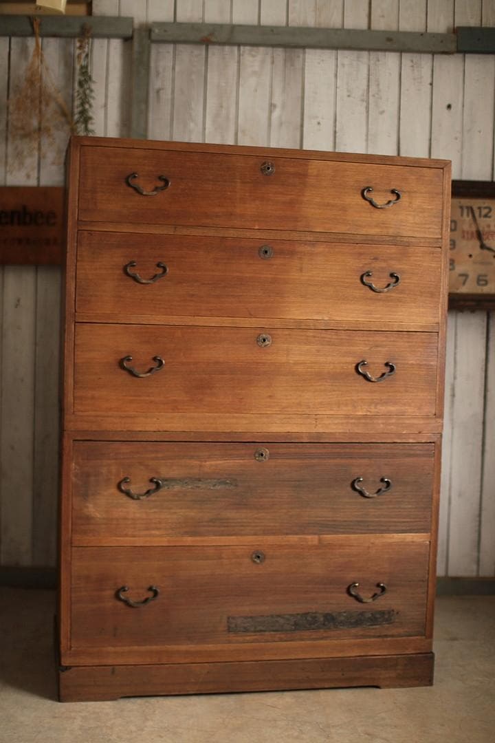 味のある木製のチェスト　引き出し3段　桐箪笥　昭和レトロ　タンス　古家具　古民家