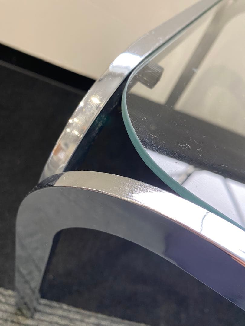 スペースエイジ　ガラステーブル　メッキ　ミッドセンチュリー