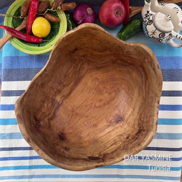 オリーブの木　１点もの　特大ボウル　たたずむ姿が神々しい　約φ32.5cm