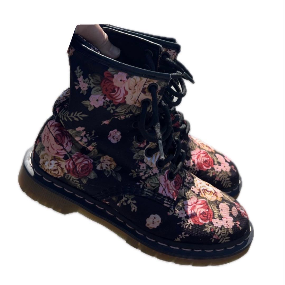 Dr.Martins ドクターマーチン　花柄　ブーツ　ピンクステッチ　23cm
