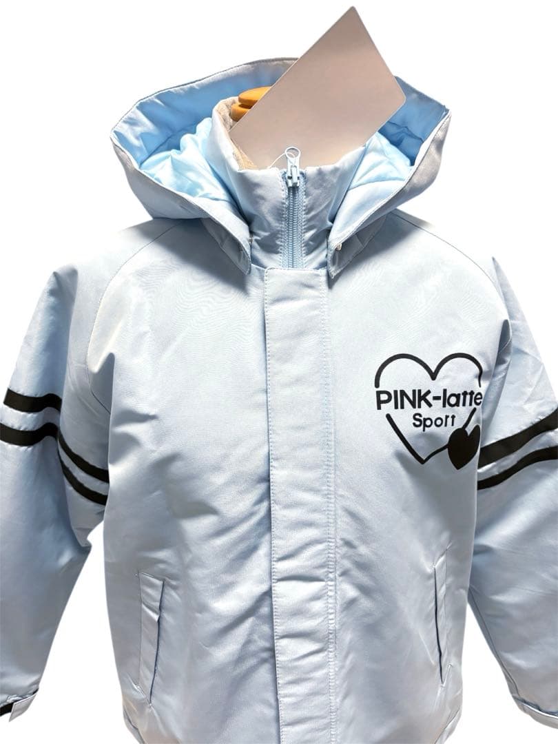 新品スキースノボウェア150サイズ調整可能上下セットセパレート水色ピンクラテ