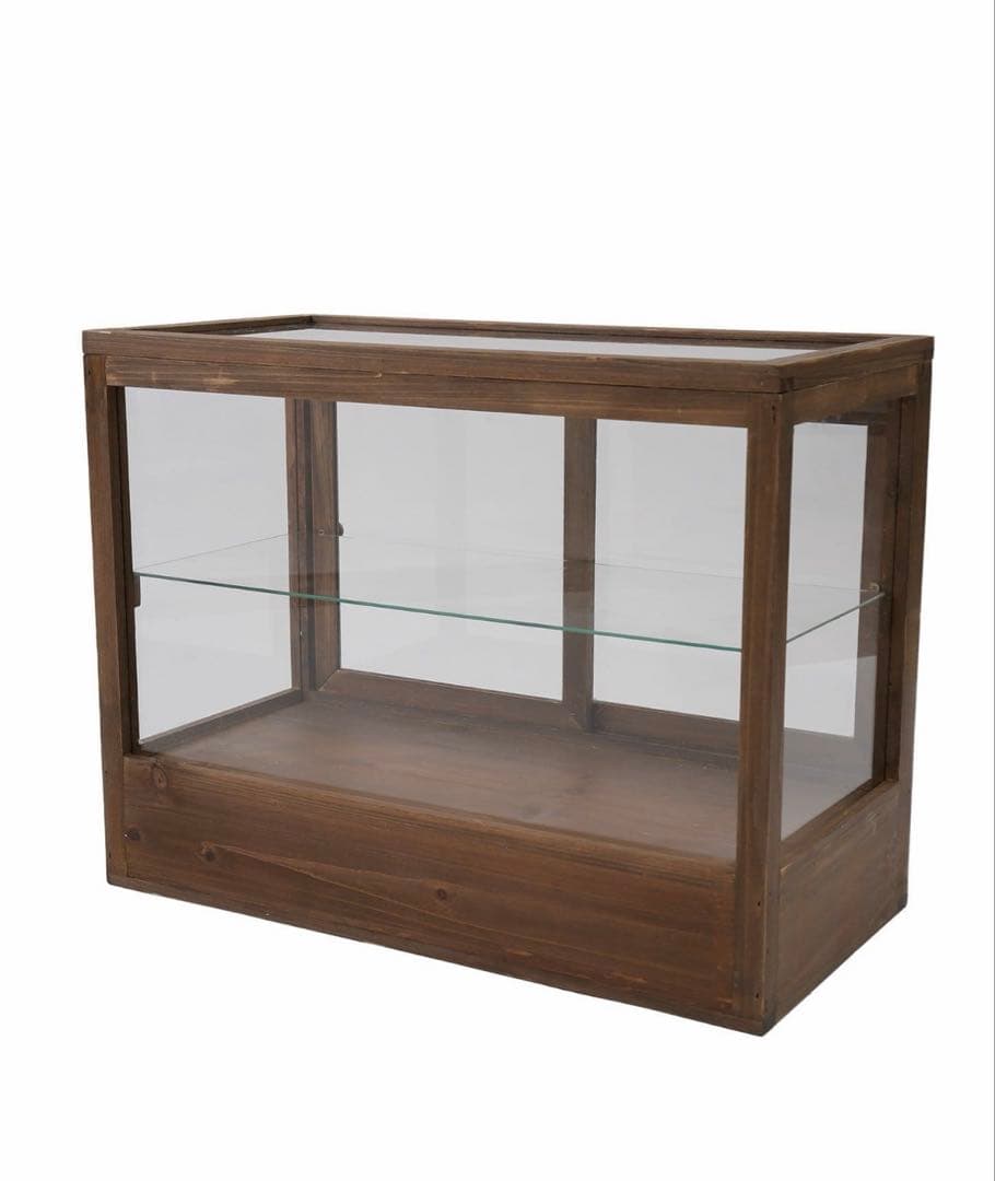 昭和　レトロ　ガラスケース　キャビネット　引き戸棚　ショーケース　卓上　ウッド