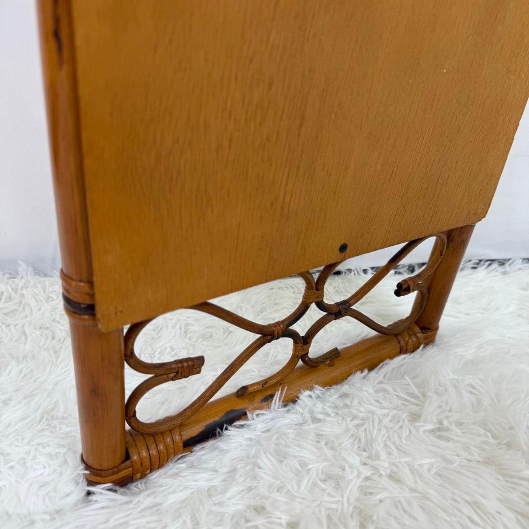 【希少】70〜80s BLUASTRA アンティークミラー　籐　25826-4