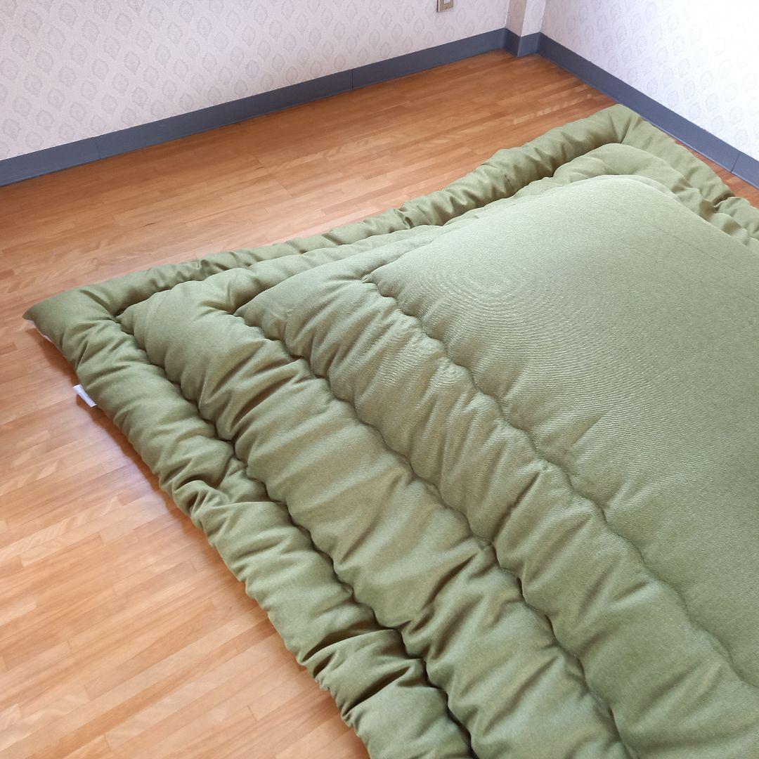 超撥水加工 厚手 厚掛け こたつ布団 大判長方形 グリーン 清潔 安心 日本製⑳