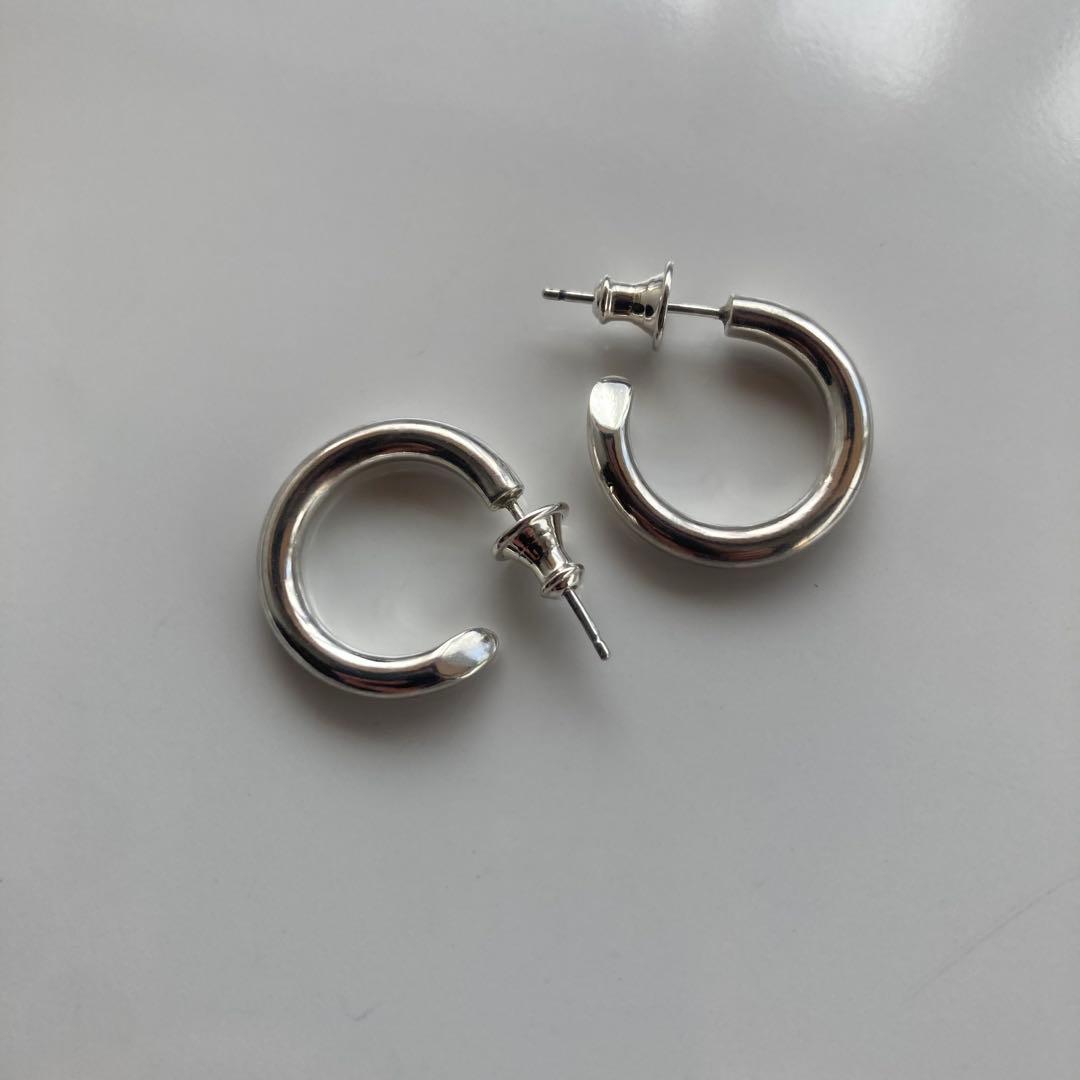 新品 【 3mm×18mm 】両耳用 シルバー925 フープピアス