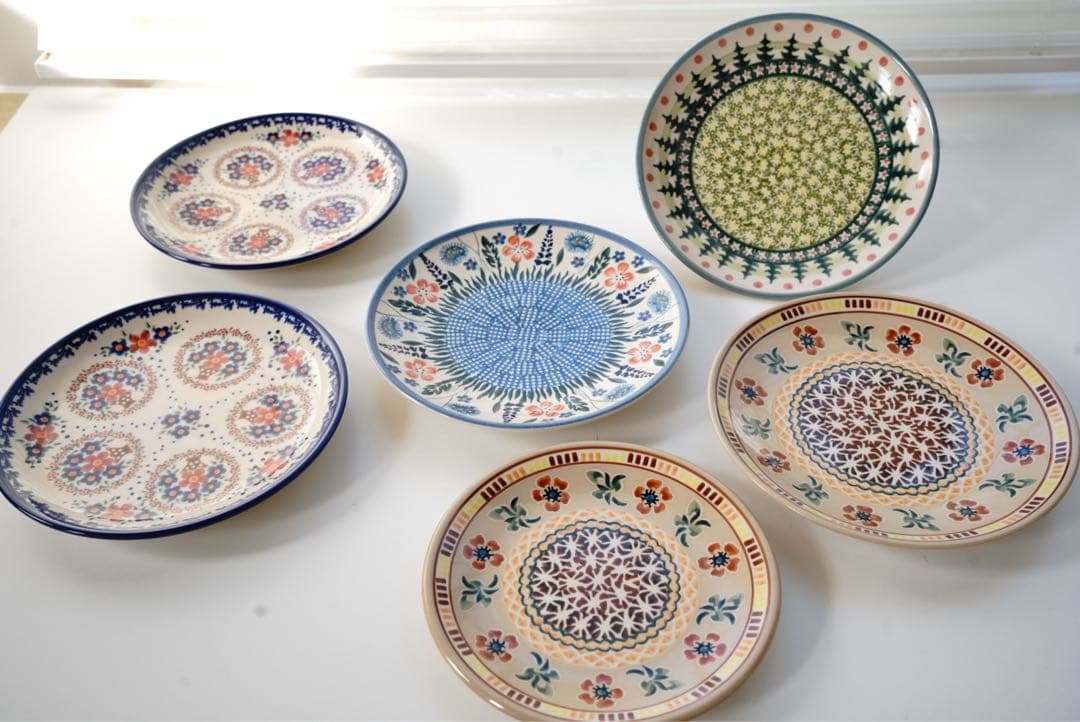 皿20cm5枚17cm1枚セット＊和洋お料理合わせやすいポーリッシュポタリー花柄