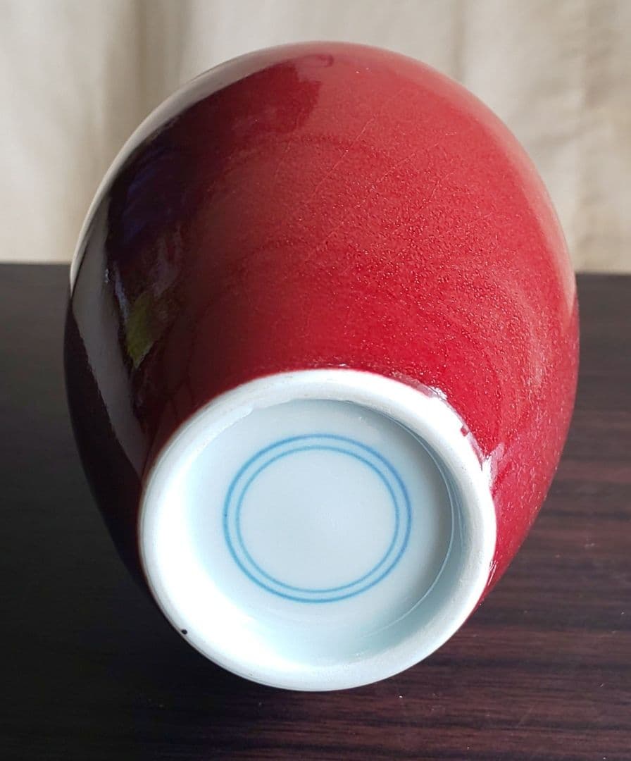 中国美術 清乾隆 紅釉直径瓶 紅釉長頸瓶 辰砂花瓶