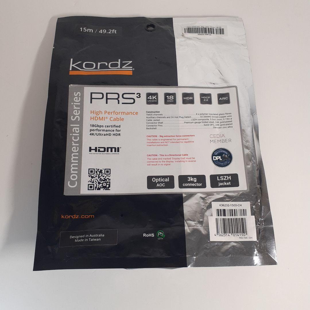 Kordz HDMIケーブル PRS3 ACTIVE OPTICAL 15.0m
