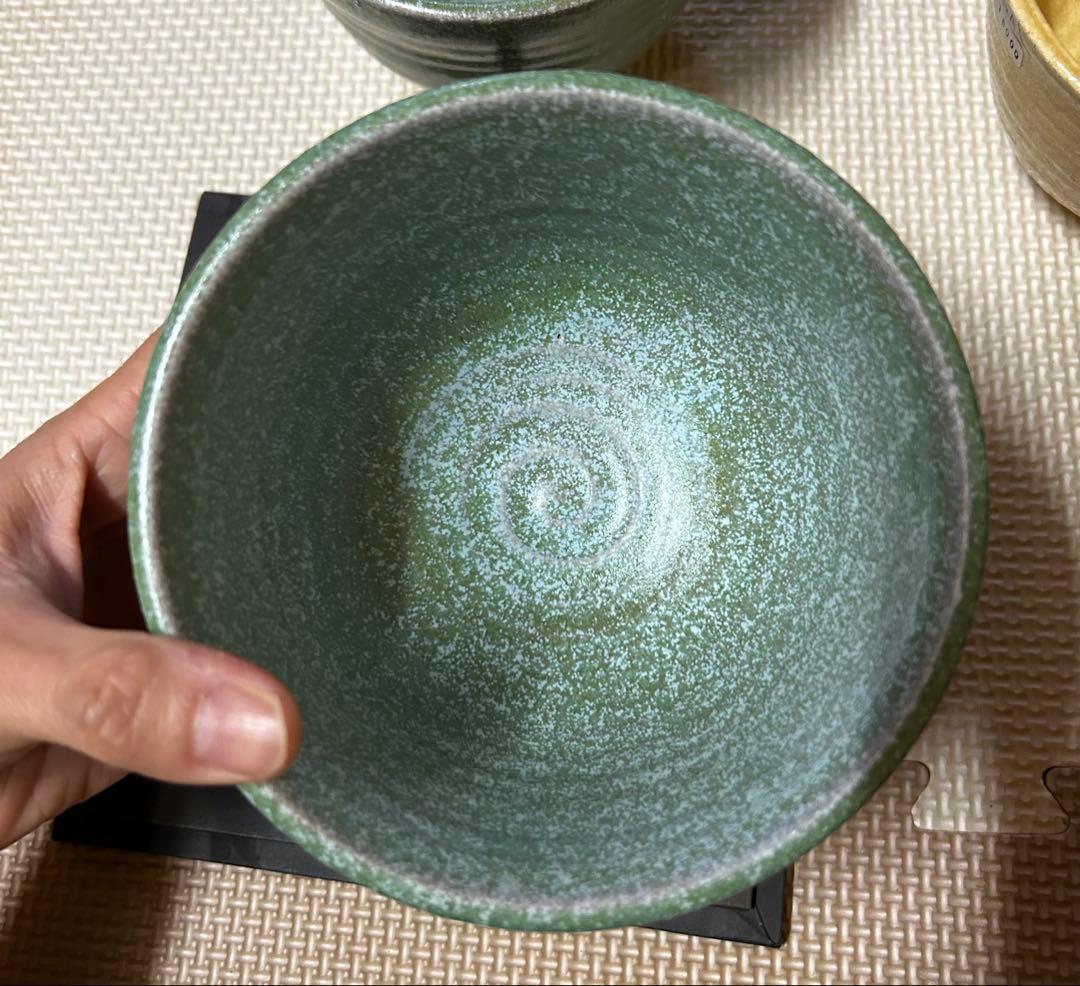 信楽焼　花木焼　大きめお茶碗4つと箱セット