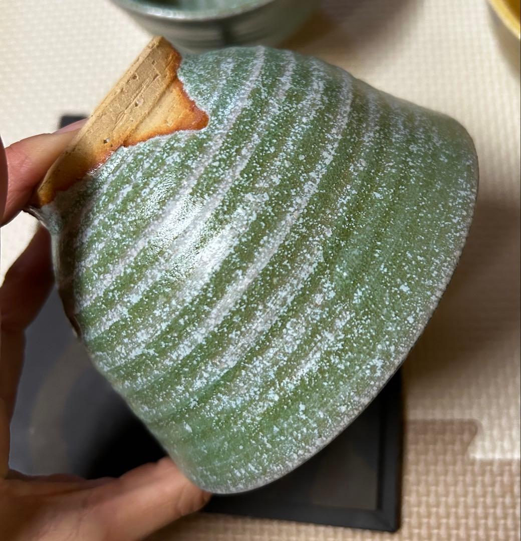 信楽焼　花木焼　大きめお茶碗4つと箱セット