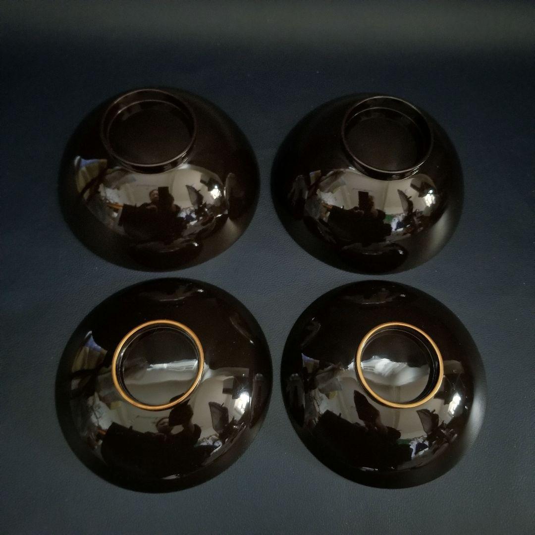 美品 輪島塗 黒漆塗 本金加賀蒔絵 金銀彩内・見返し総蒔絵 吸物椀 雑煮 2客