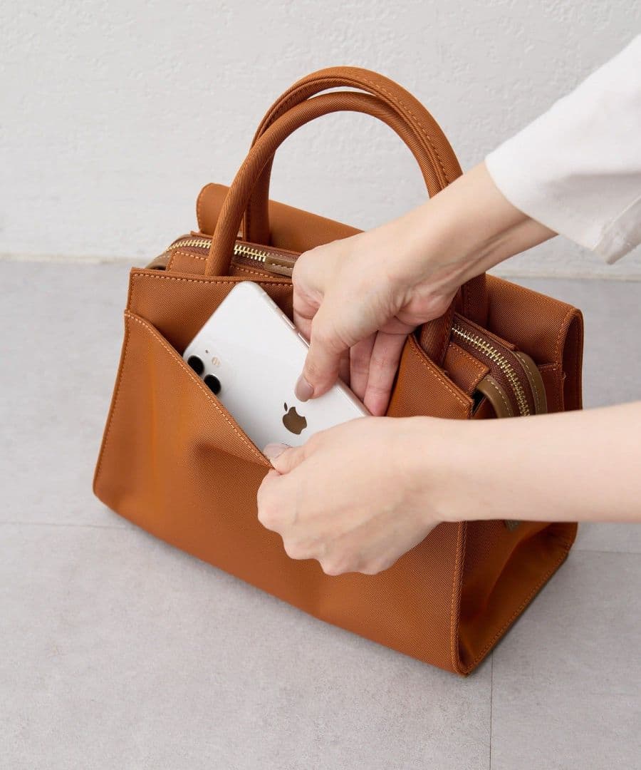 【ear PAPILLONNER】きれいめ撥水トートバッグS　オレンジ