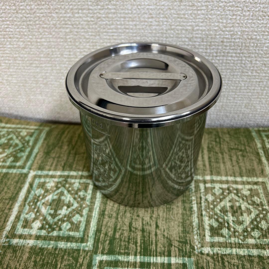 三宝産業 ステンレスラウンドキッチンポット 10cm／フタ付き・メモリ付き　8個