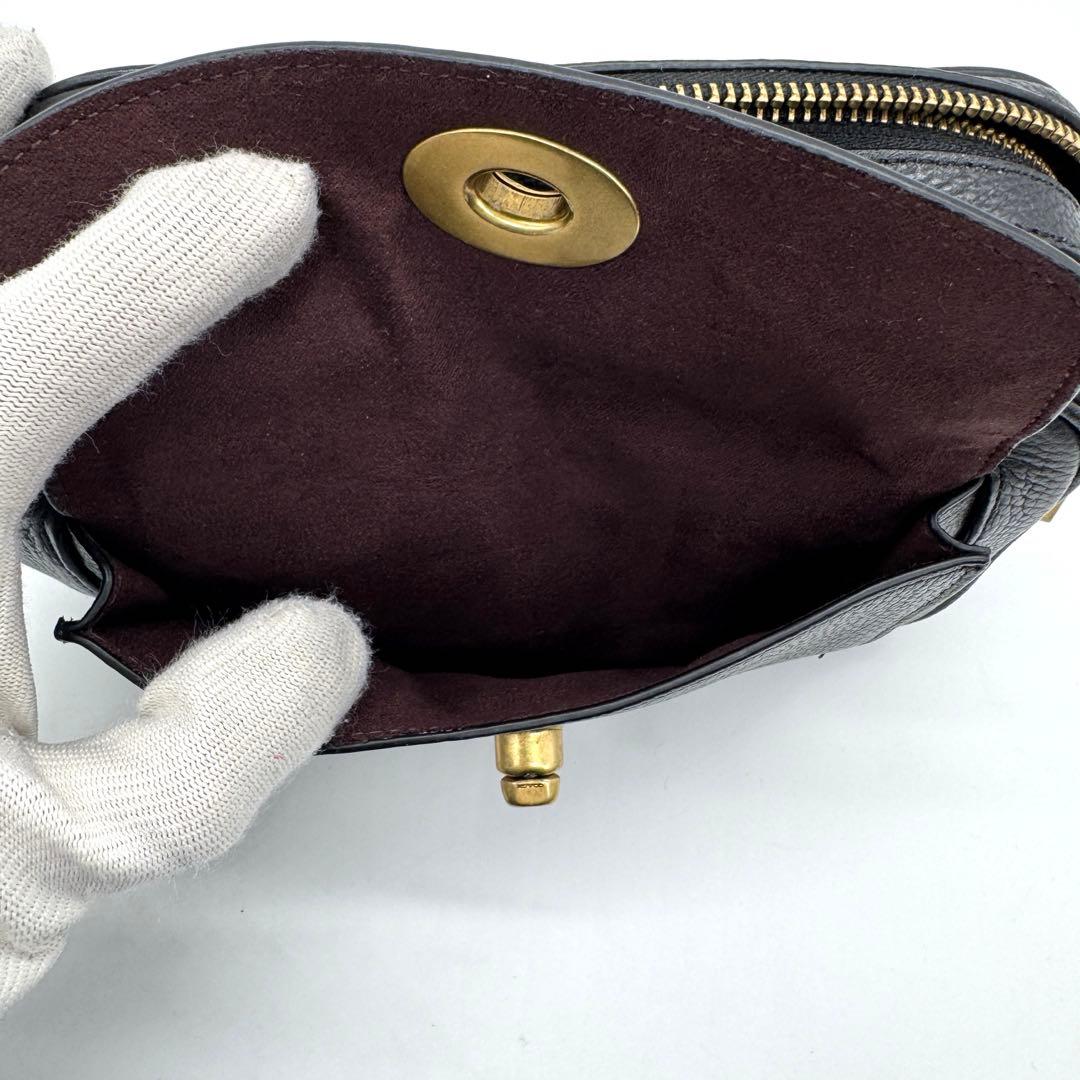 コーチ C0823 ウィロウ ショルダーバッグ カメラバッグ ブラック レザー