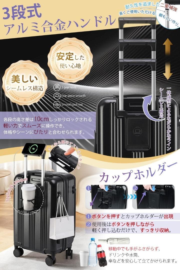 早い者勝ち❣️ スーツケース 片開き 軽量 多機能 キャリーケース ブルー 青