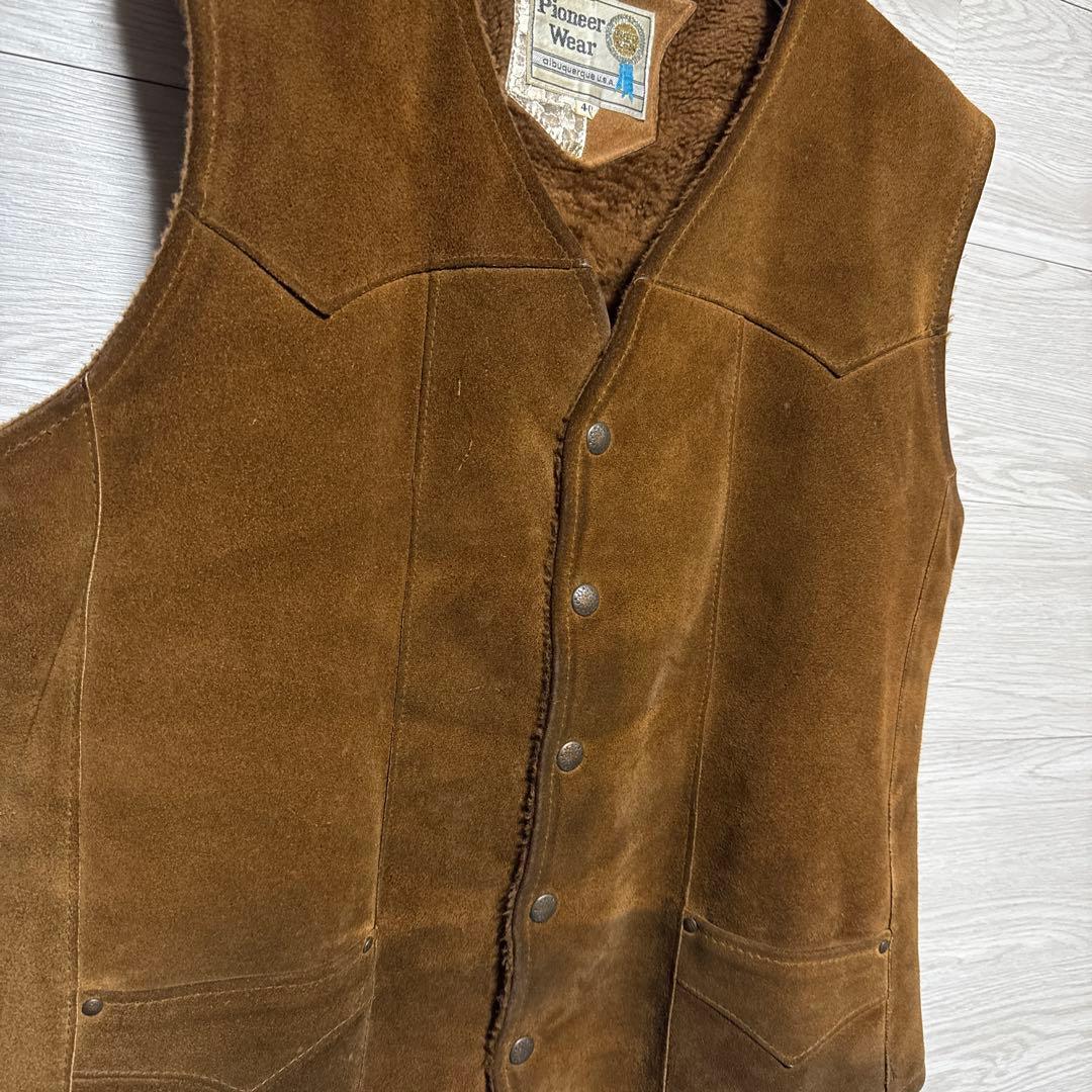 70s Pioneer Wear USA製 スエード ウエスタンベスト 裏ボア