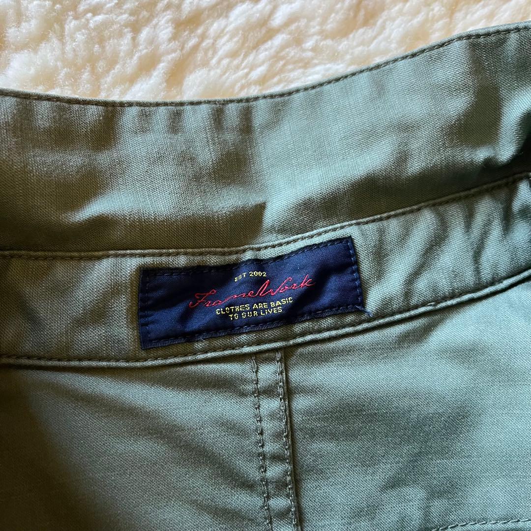 フレームワーク バックサテンミリタリーシャツ ワークシャツ カーキ